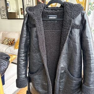 Apparis Black Faux Shearling Hooded Coat